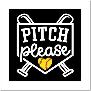 Pitch Please Softball Player Mom Cute Funny Posters and Art